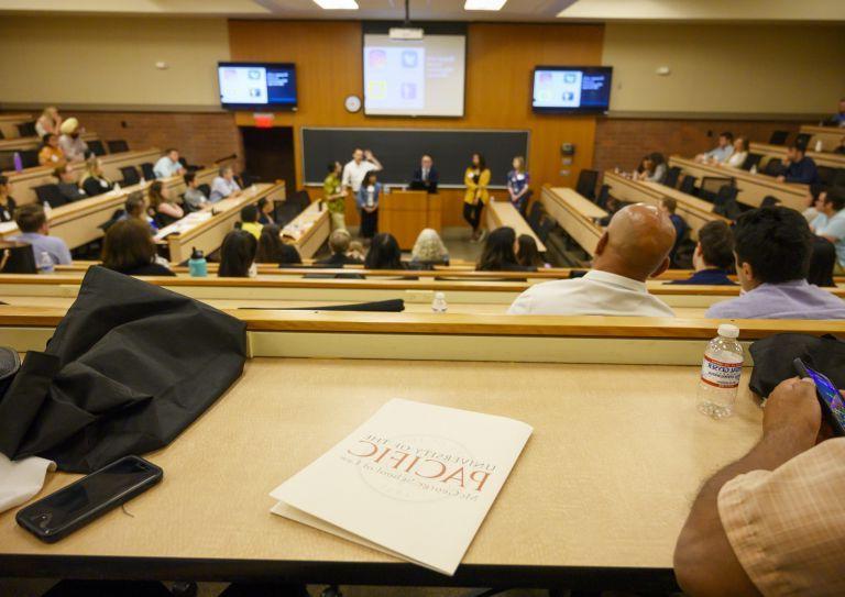 students in a classroom during orientation