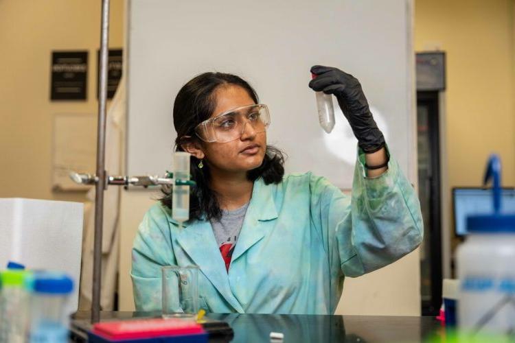 Simran Pravin was one of 11 chemistry and biochemistry majors who took part in the Stauffer re搜索 program.